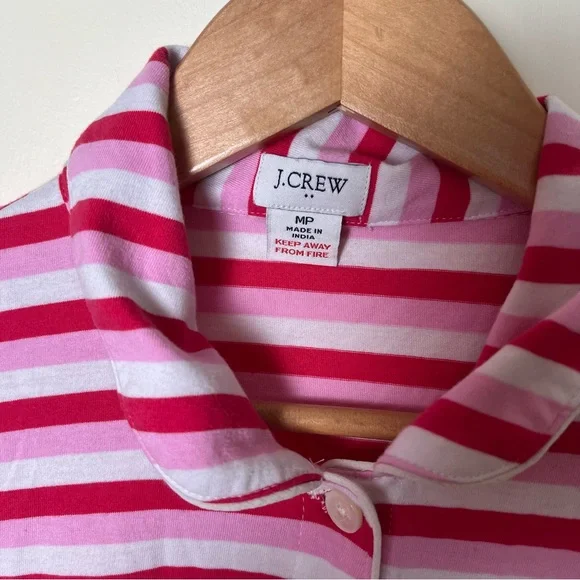 J.Crew 100% Cotton Pink Red Striped Knit Pajama Set Pants Long Sleeve Medium (P) - Picture 6 of 13